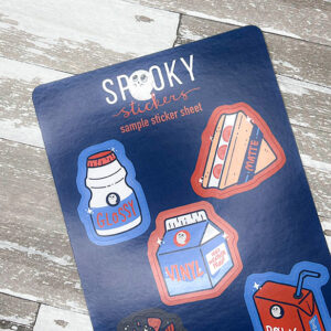 sticker sheet printed on glossy sticker paper with rounded corners