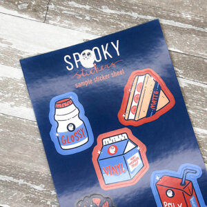 sticker sheet printed on polyester sticker paper with square corners